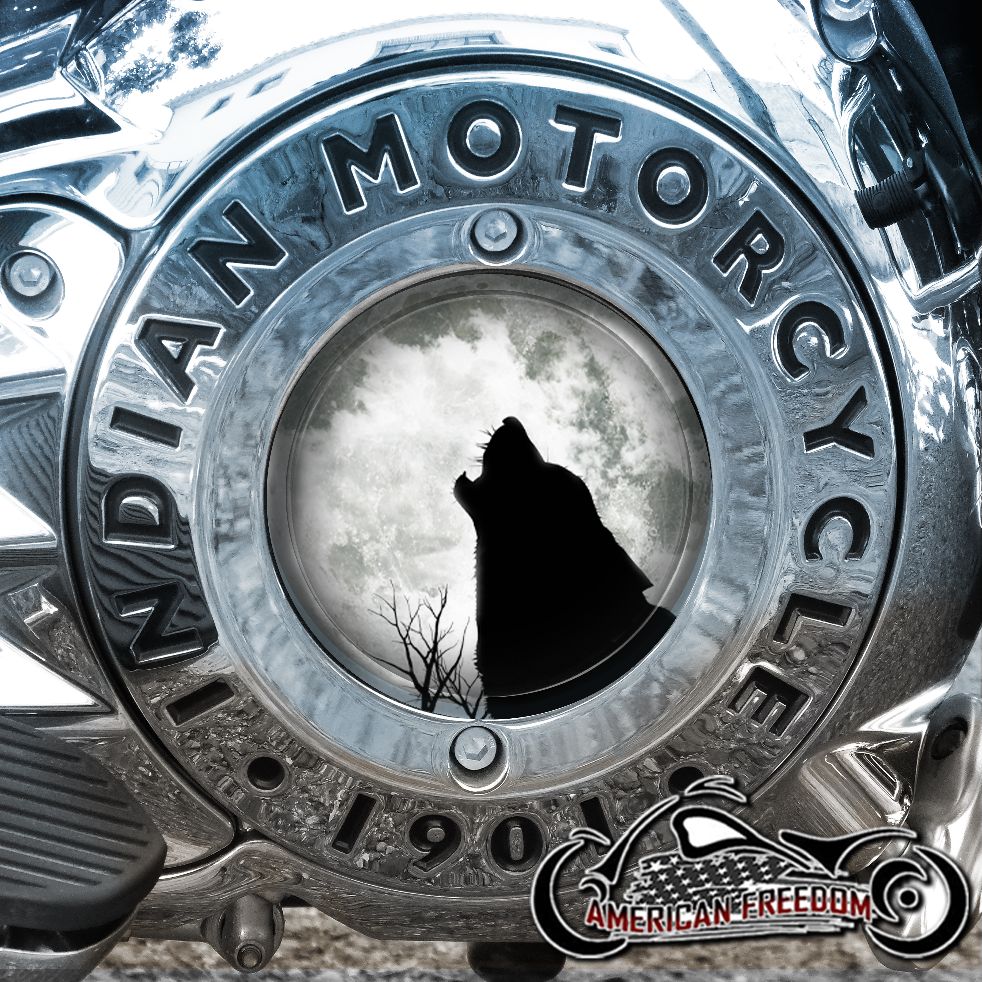 Indian Motorcycles Thunder Stroke Derby Insert - Wolf Howling